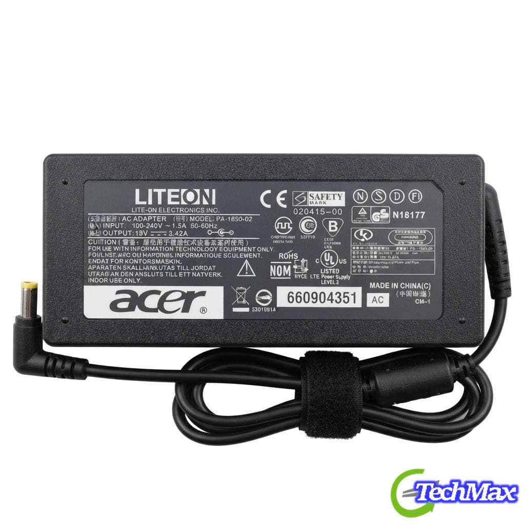 Acer 19V 3.42A (65W) Laptop Adapter – Yellow Tip (5.5mm * 1.7mm) PA-1700-02 / PA-1650-02